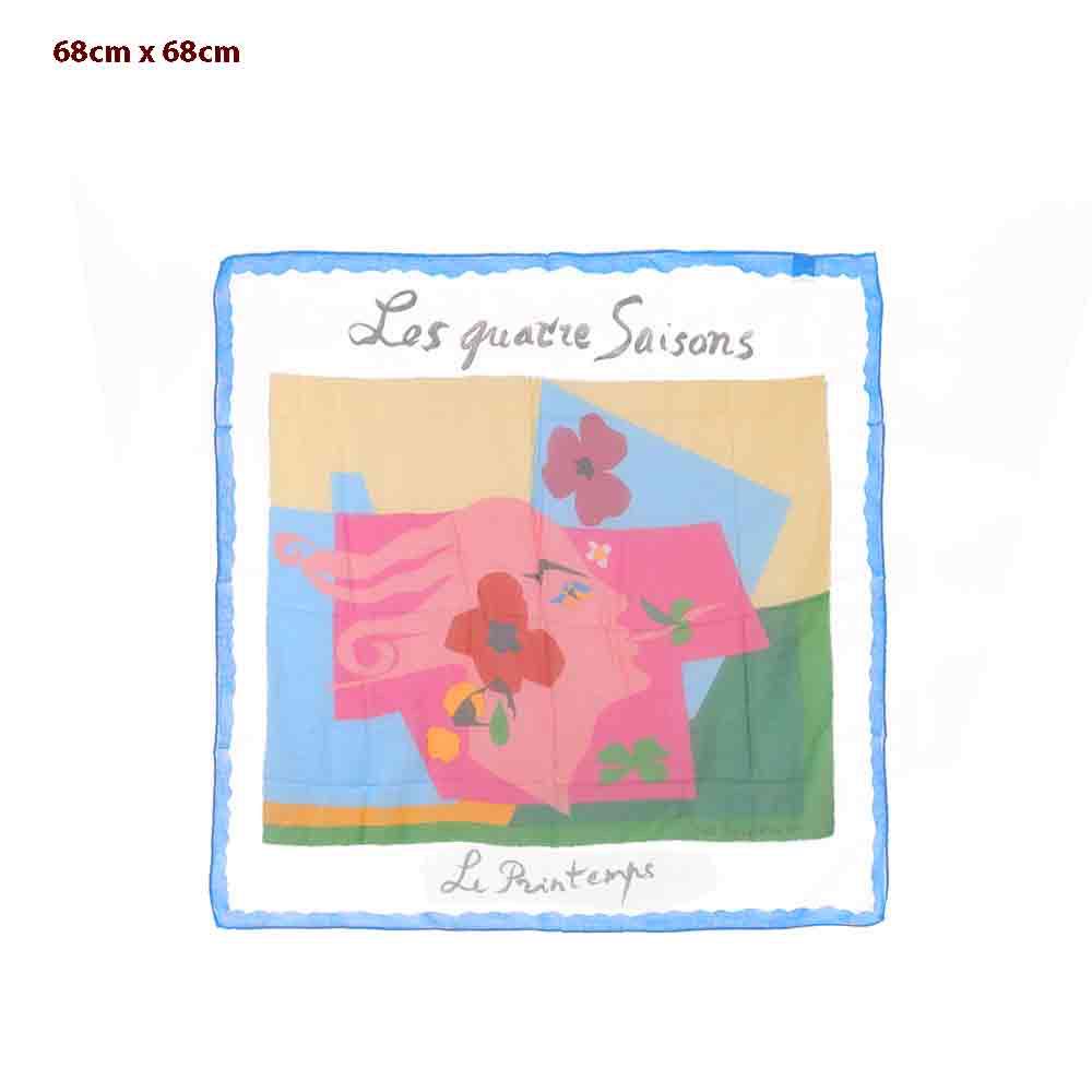YSL美術館限定 スカーフ Les quatre Saiso 水色-S 新品