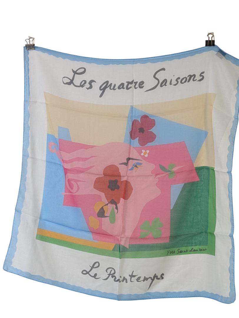 YSL美術館限定 スカーフ Les quatre Saiso 青-S 新品 YSL美術館限定 スカーフ Les quatre Saiso 青-S 新品 - メルカリ