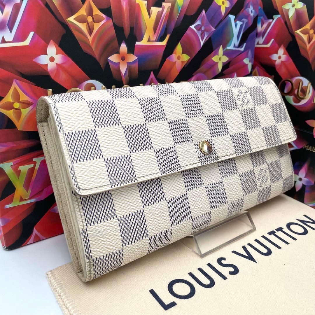 ルイヴィトン ダミエアズール 長財布 ポルトフォイユサラ ホワイト 男女兼用