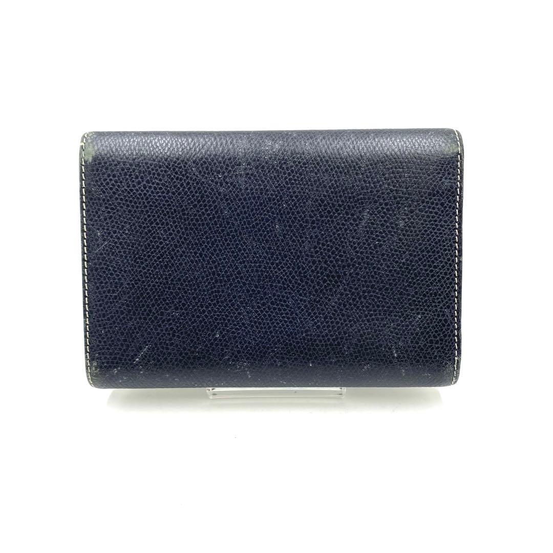 LOEWE ロエベ　三つ折り　財布　ウォレット　レザー　　ネイビー　アナグラム