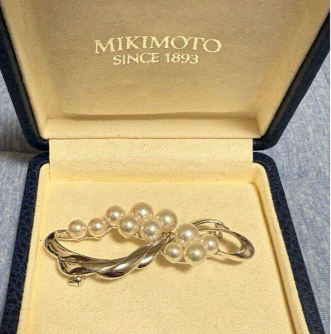 美品✨ミキモト　K18 パール　ブローチ コサージュ　ステッキ　ハット　帽子 MIKIMOTO - ミキモト K18YG アコヤベビーパール ブローチ 径約