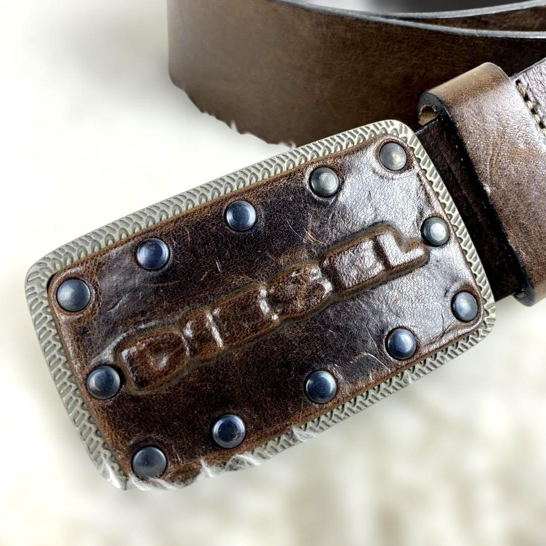 【極美品】DIESEL ディーゼル 正規品　高級イタリアンレザーベルト　本革真鍮