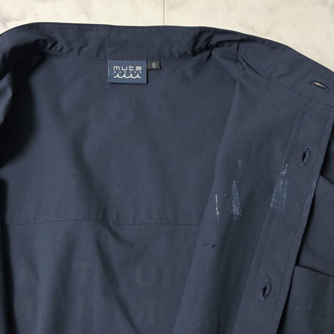 muta MARINE バンドカラー シャツワンピース 半袖 ロゴ刺繍 サイズ0