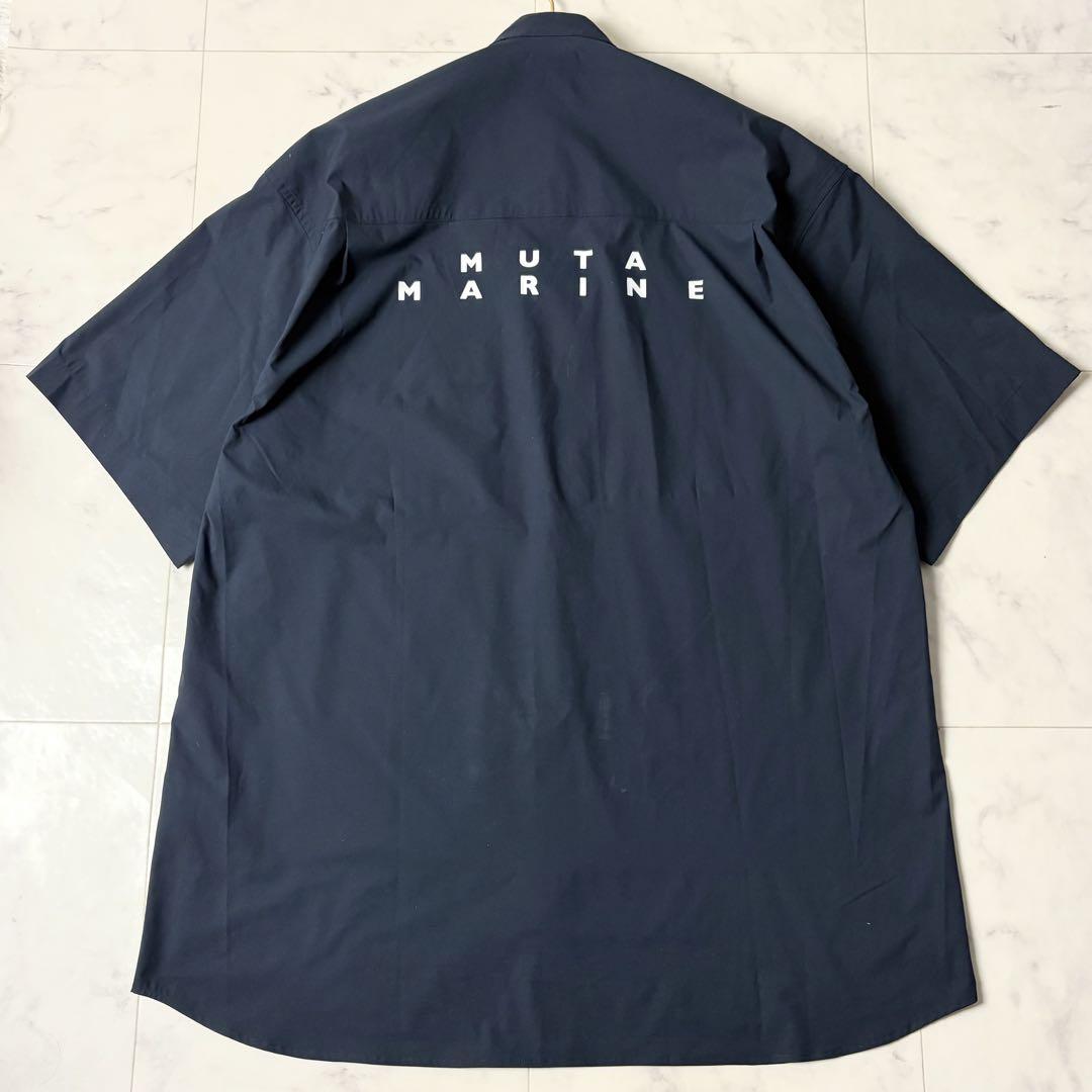 muta MARINE バンドカラー シャツワンピース 半袖 ロゴ刺繍 サイズ0