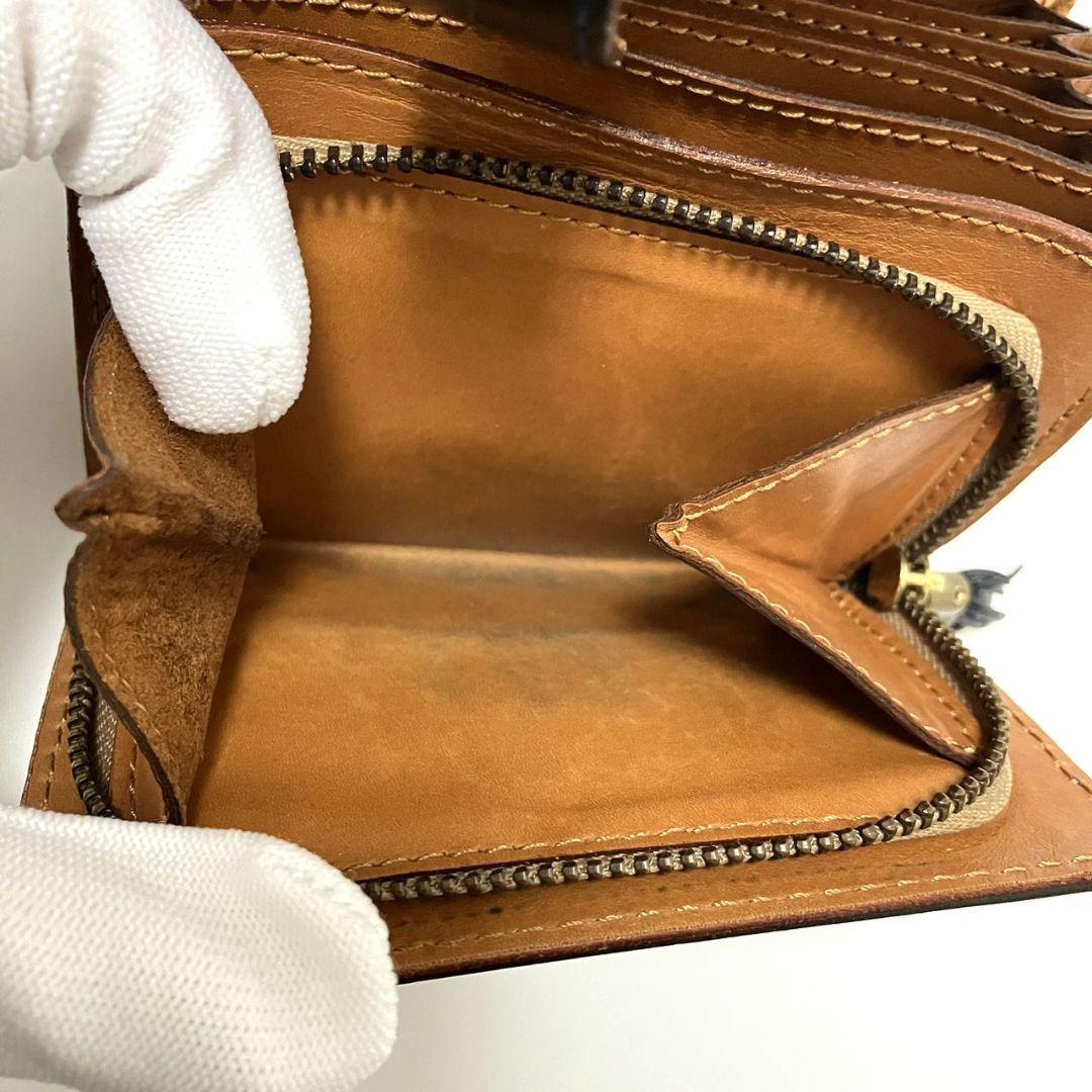 【美品】フェリージ　Felisi クロコ型押し　三つ折り財布　3500　濃紺