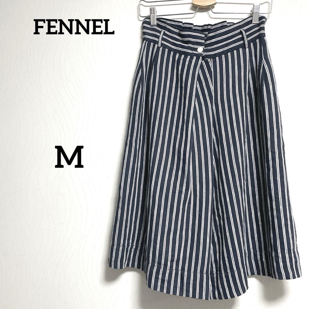 FENNEL フェンネル　麻　リネンストライプガウチョパンツ　紺　M
