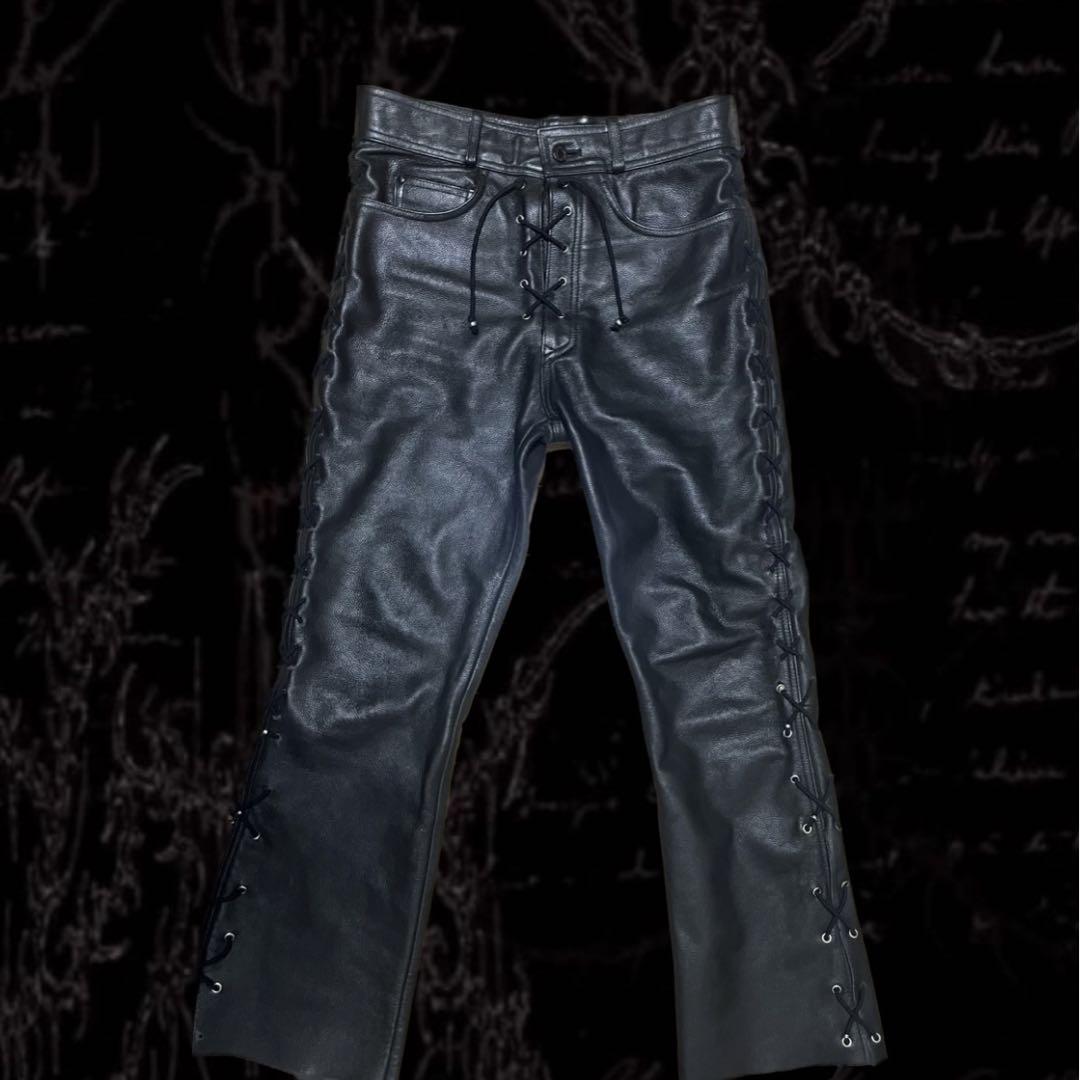レースアップレザーパンツvkei race up leather