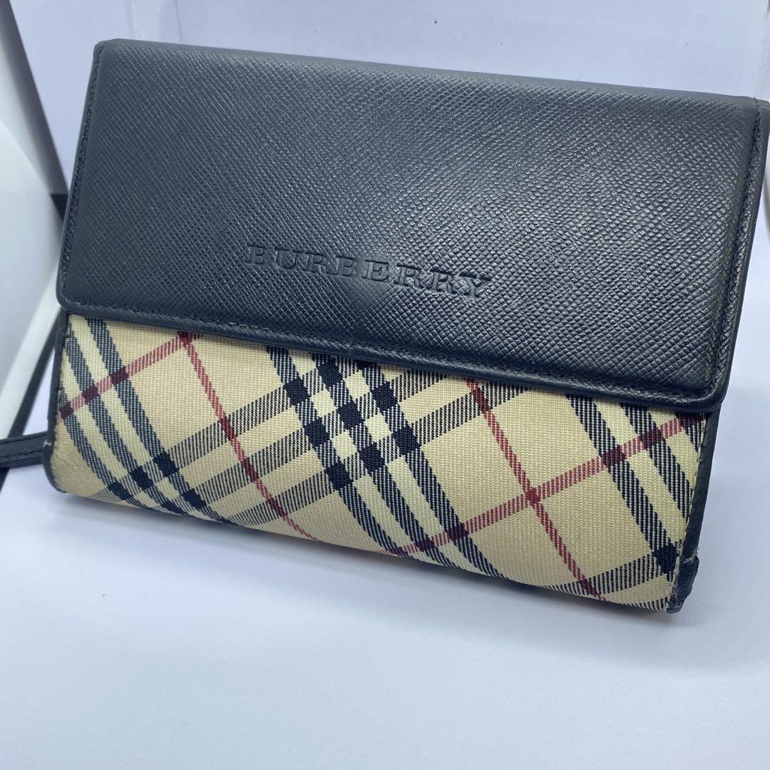 バーバリー 折り財布 ノバチェック　ラウンドファスナー小物