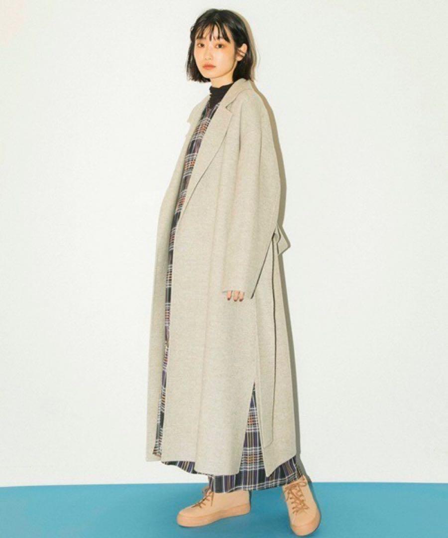 【emmi atelier】ウールへリンボンリバーコート