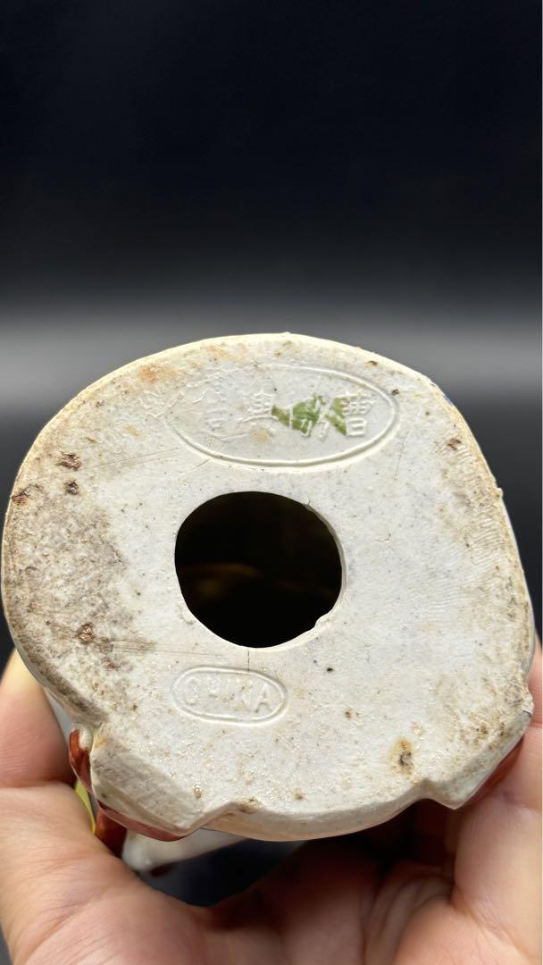 中国美術 古玩 色絵陶人形 陶器人形 高さ約20cm 置物 オブジェ