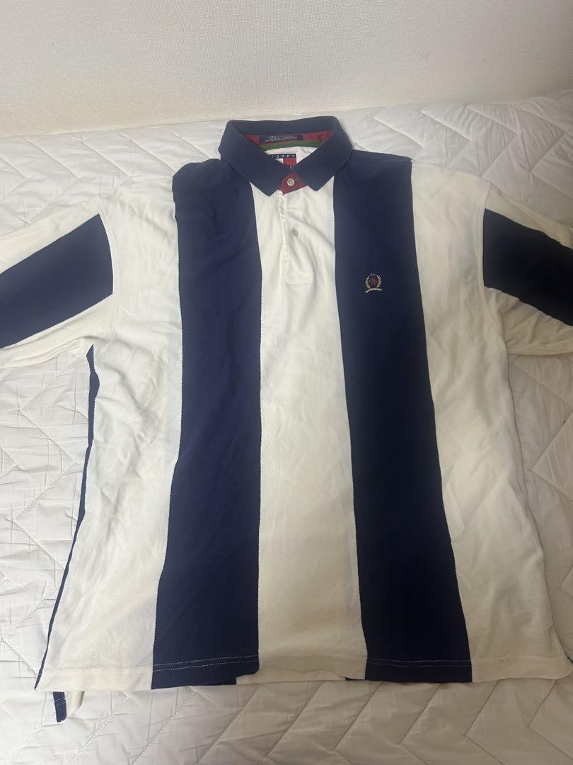 TOMMY HILFIGER XL ポロシャツ ホワイト/ネイビー