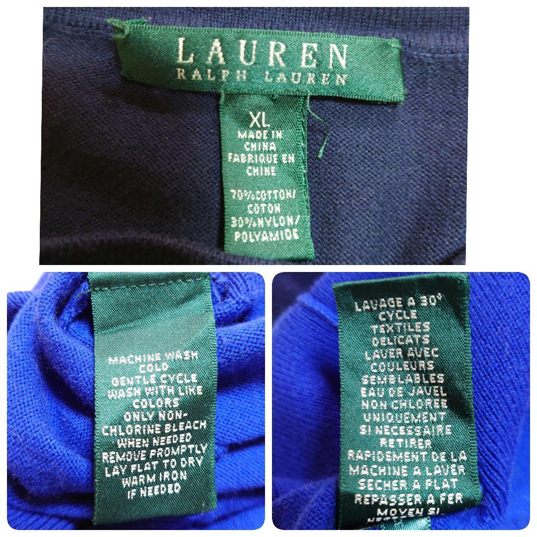LAUREN RALPH LAUREN 金ボタン バイカラー ニット XLサイズ