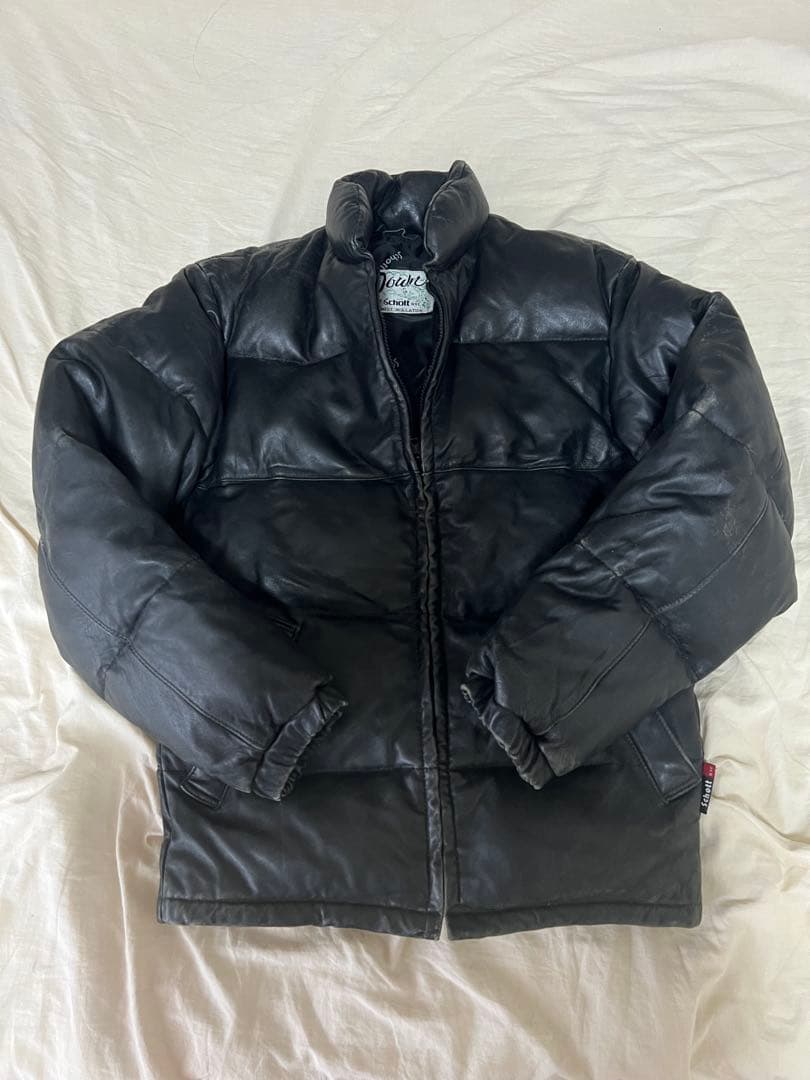 90's schott レザーダウンジャケット　34サイズ