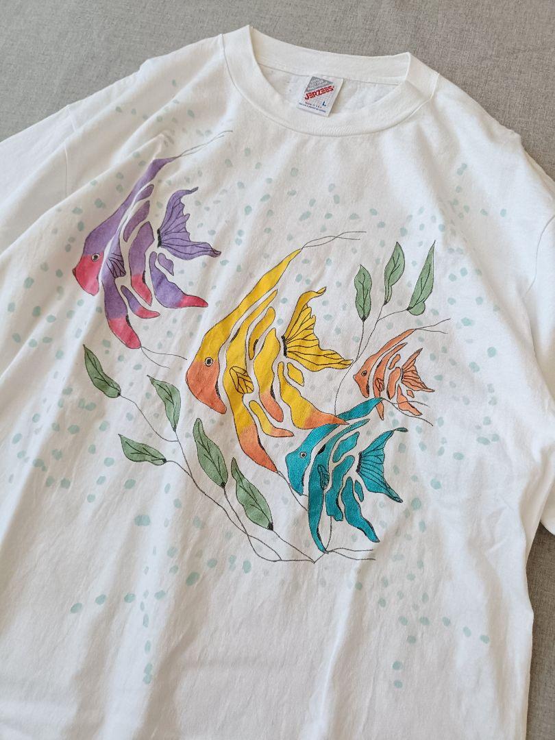 90年代 JERZEES 魚アートTシャツ アメカジ アメリカ製 半袖