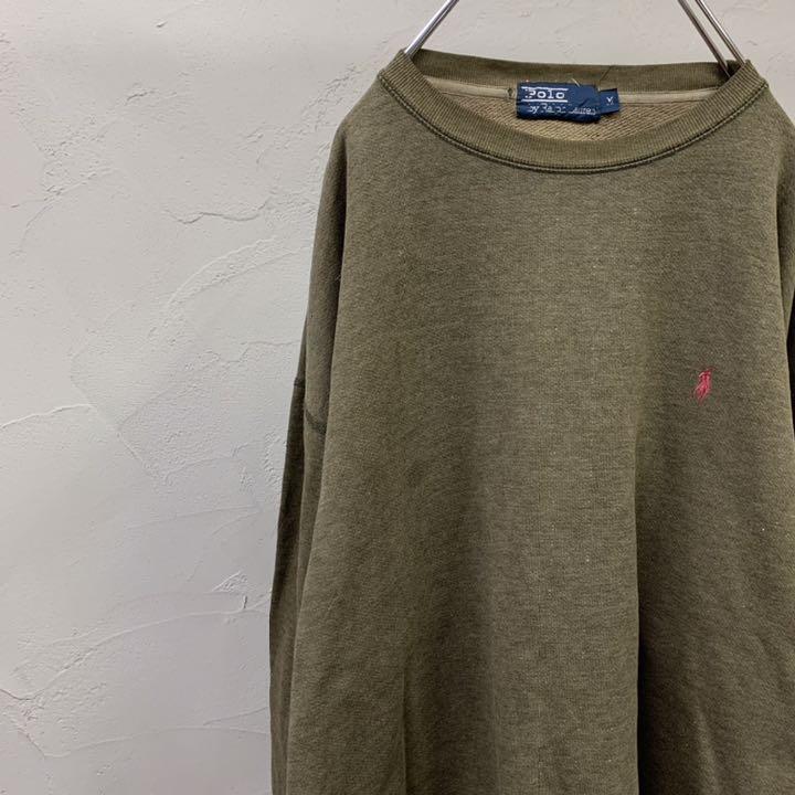 コットンサ ポロラルフローレン スウェット 刺繍ロゴ カーキ ゆるだぼ XL相当90s古着 iFtx7-m62043295554 さった