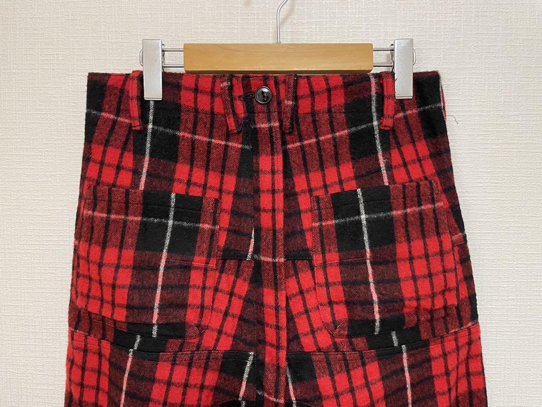 美品/comme des garcons/サルエルパンツ/S/チェック/RED