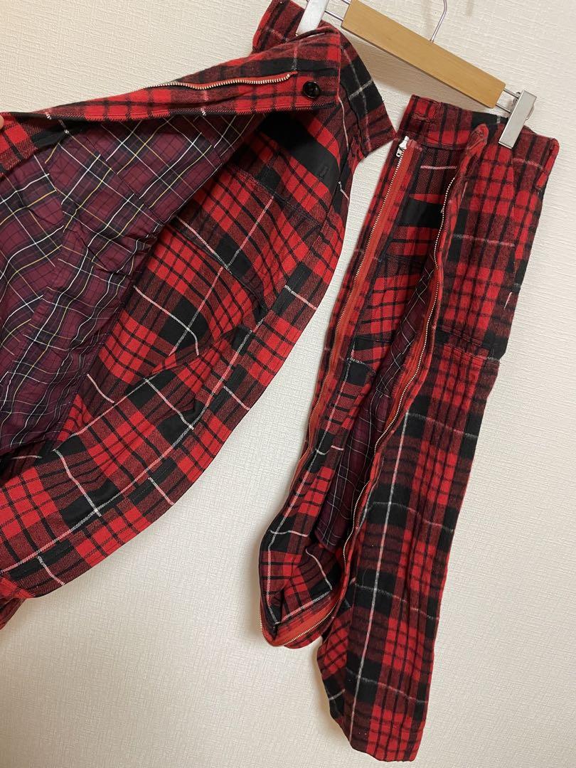 美品/comme des garcons/サルエルパンツ/S/チェック/RED