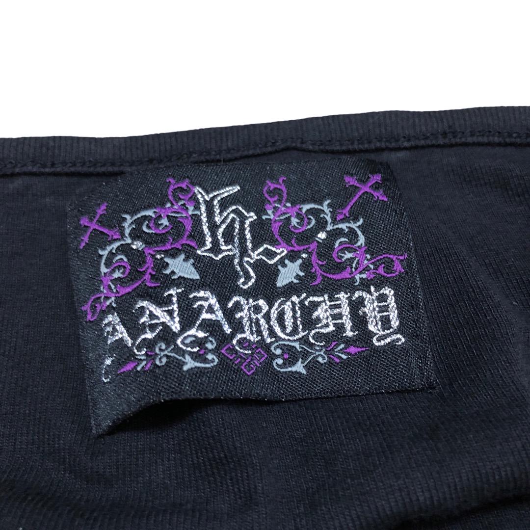 h anarchy ジップアップ 英字 ハイネック スカルバニー トップス