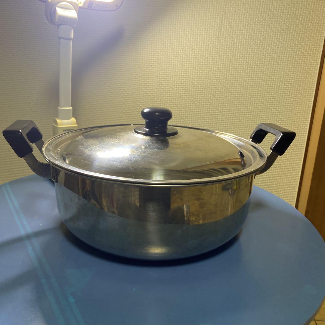 【絶品】 快適キッチン・日用品・その他 - ステンレス製両手鍋 大型 蓋付き 調理器具