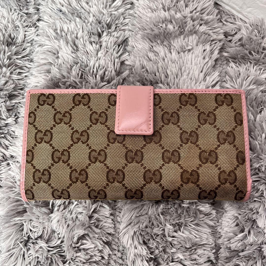 GUCCI✨GGキャンバス L字ファスナー　インターロッキング　ピンクベージュ