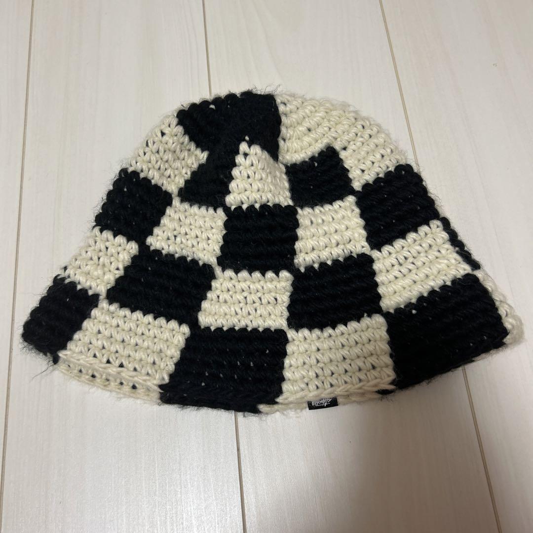 STUSSY BUCKET HAT CHECKER KNIT バケット ハット