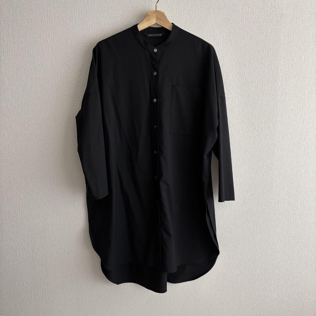 mizuiro ind バンドカラーロングシャツ+パンツ