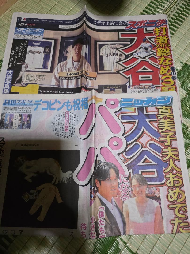 大谷翔平新聞記事多数目立った傷や汚れなし