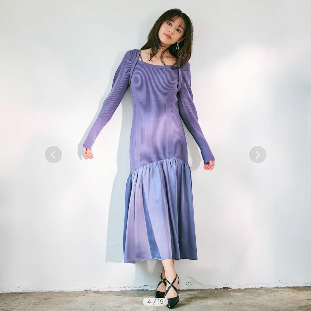 新品未使用LADYMADE レディメイド アシメスカート切替リブニットワンピース