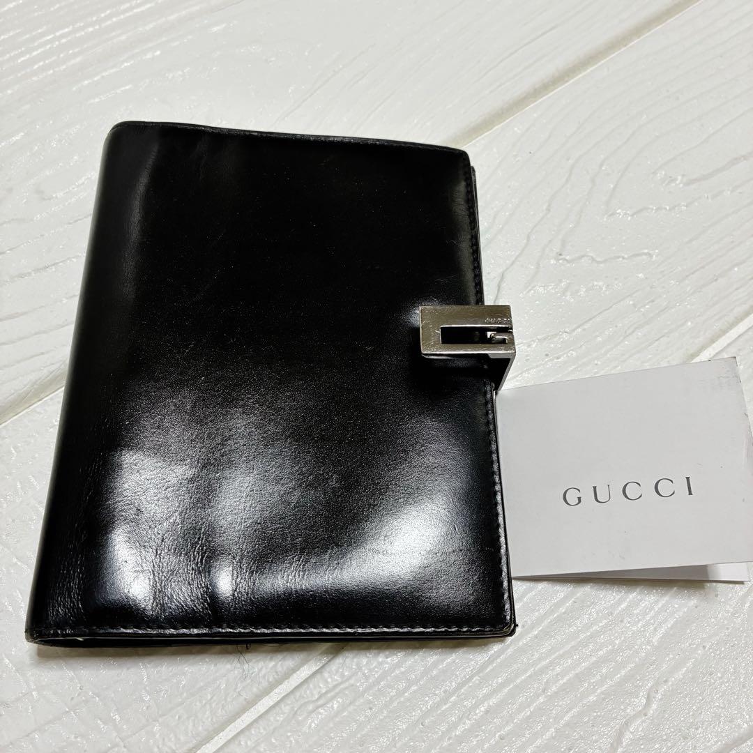 グッチ GUCCI システム手帳 手帳カバー ユニセックス　ブラック　黒　レザー