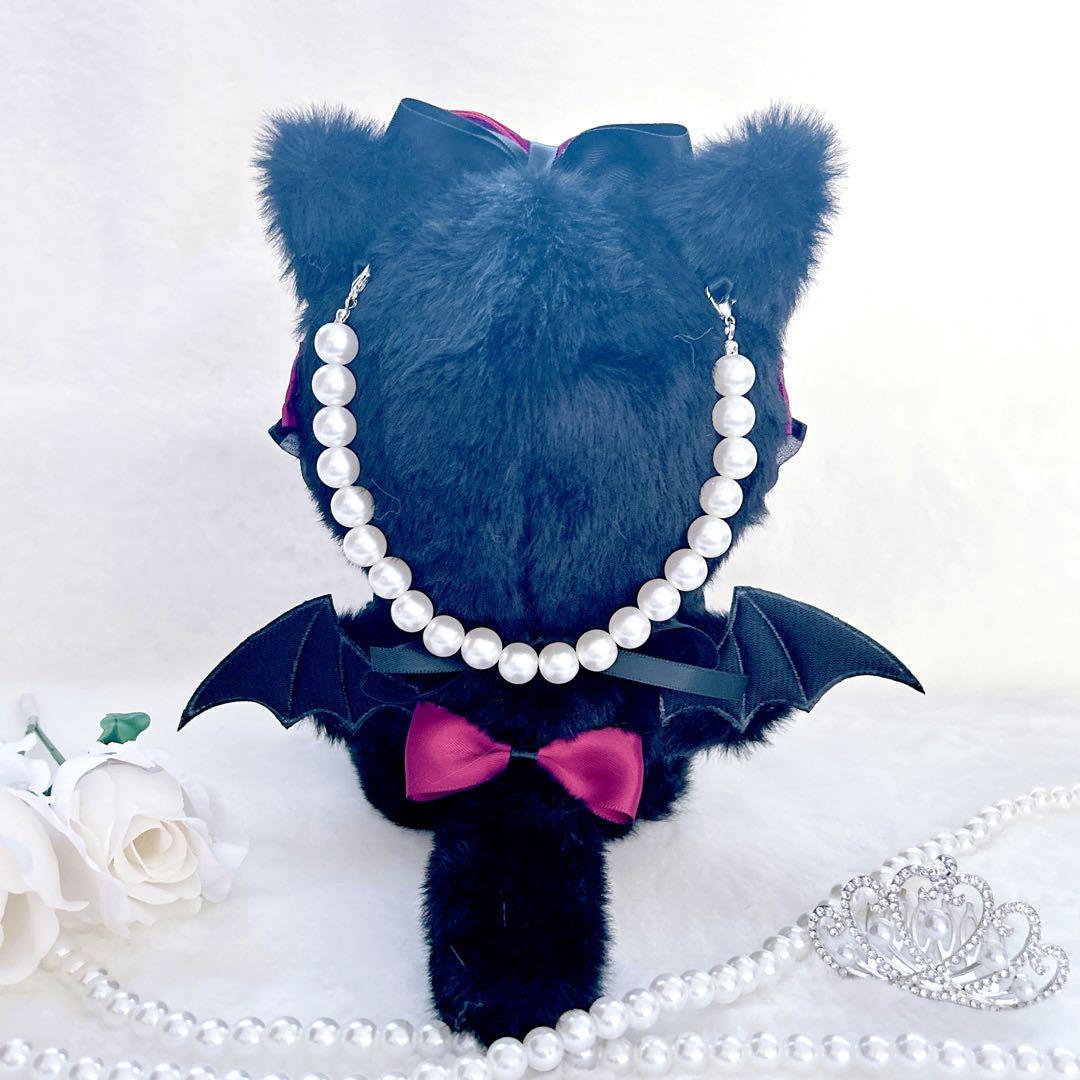 【ヴァンパイアふわふわねこ】　ぬい服　着ぐるみ　16㎝　【ストラップ付き】