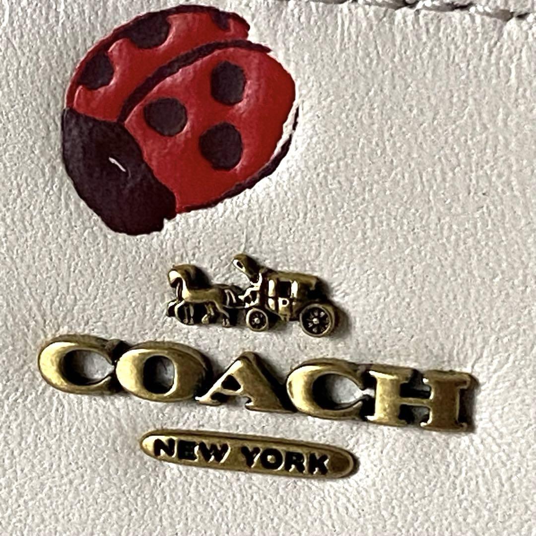 超絶可愛い【COACH】コーチ レディース コスメポーチ 6420 てんとう虫 COACH コーチ コスメポーチ カーフレザー てんとう虫 花柄