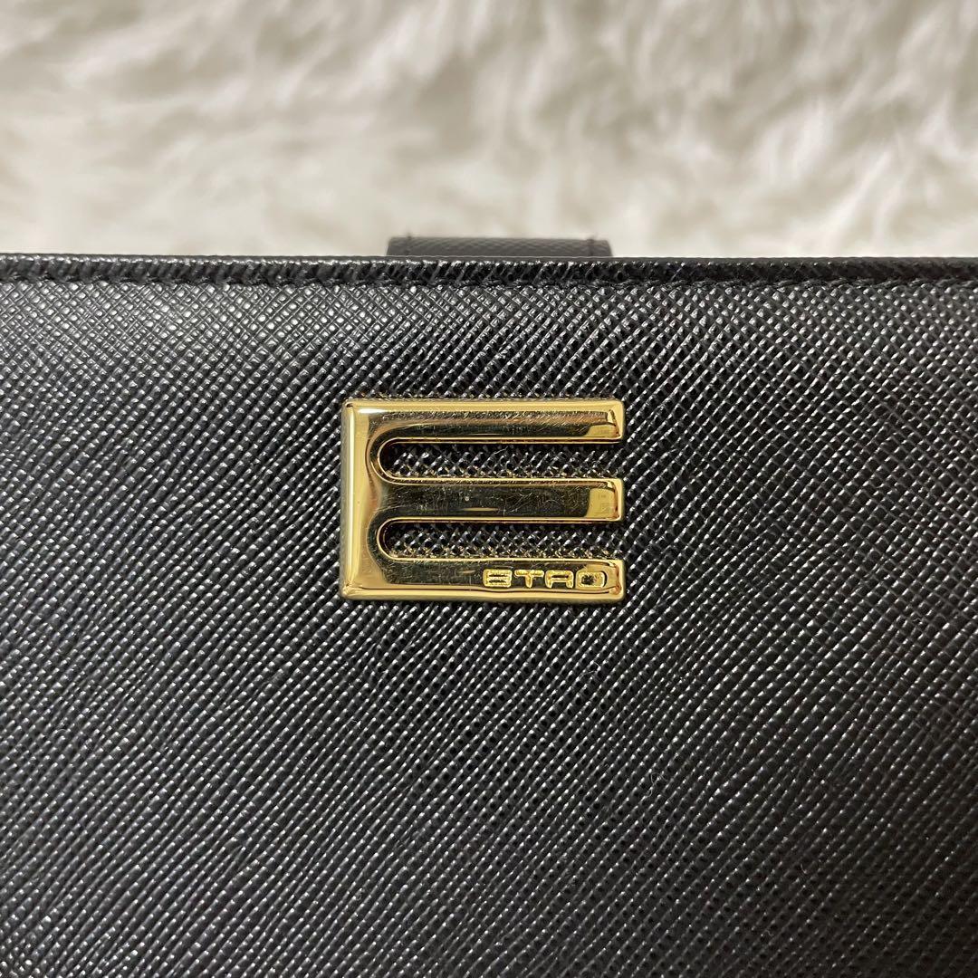 【美品】ETRO 長財布　ゴールド金具　ブラック　レザー　ペイズリー