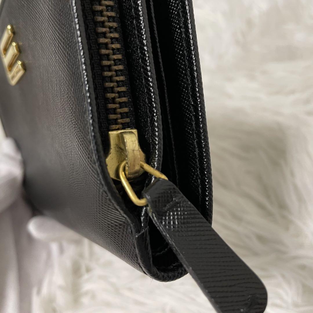 【美品】ETRO 長財布　ゴールド金具　ブラック　レザー　ペイズリー