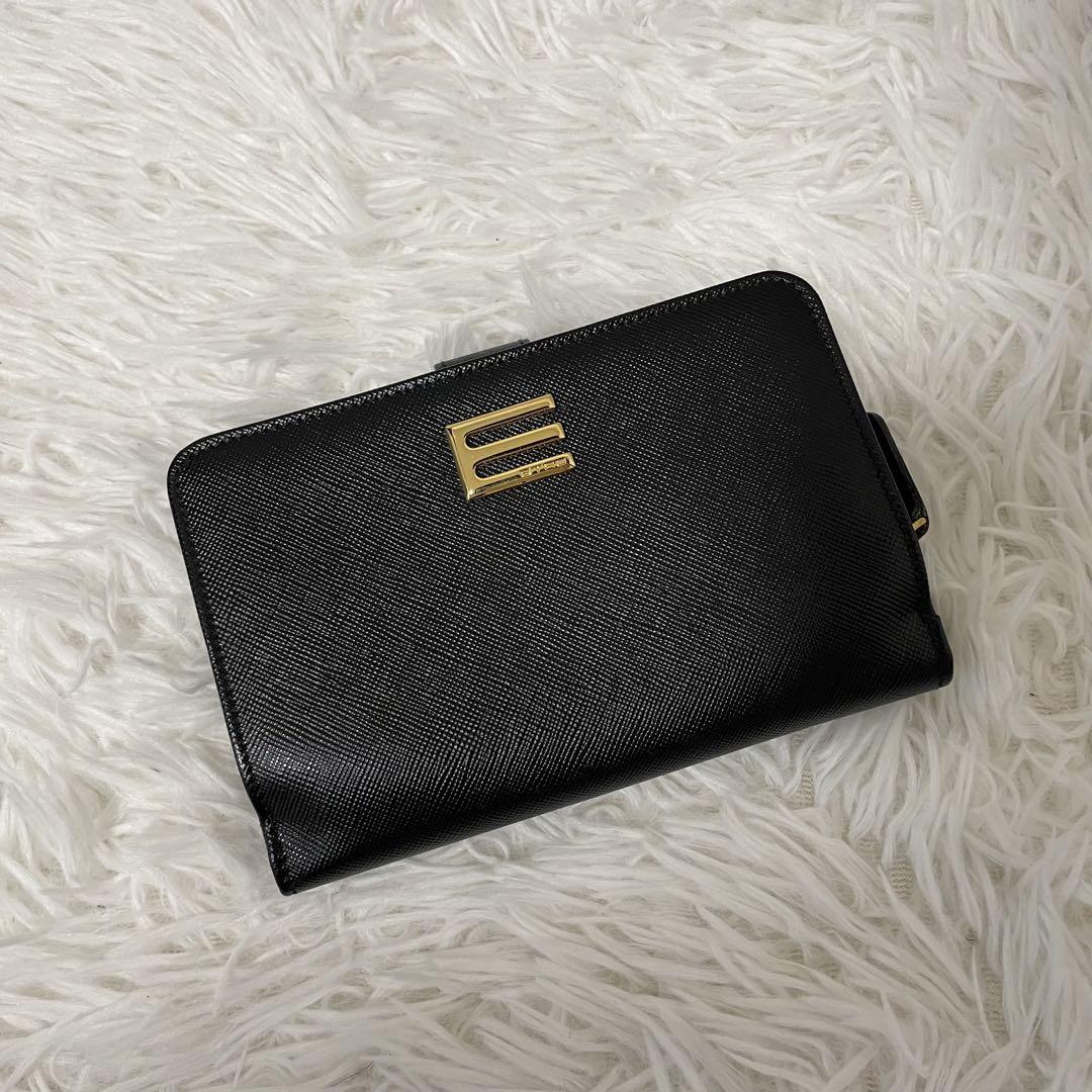 【美品】ETRO 長財布　ゴールド金具　ブラック　レザー　ペイズリー