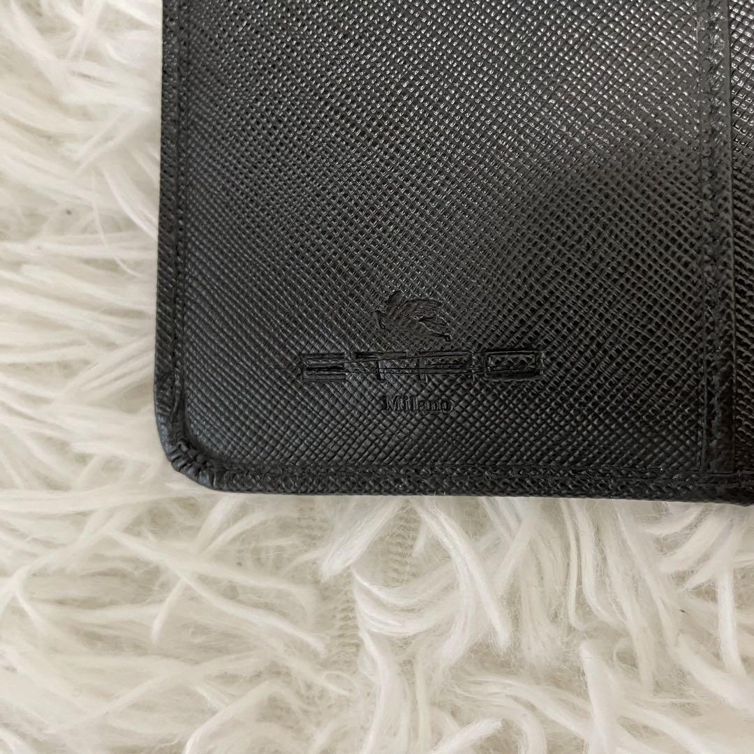 【美品】ETRO 長財布　ゴールド金具　ブラック　レザー　ペイズリー