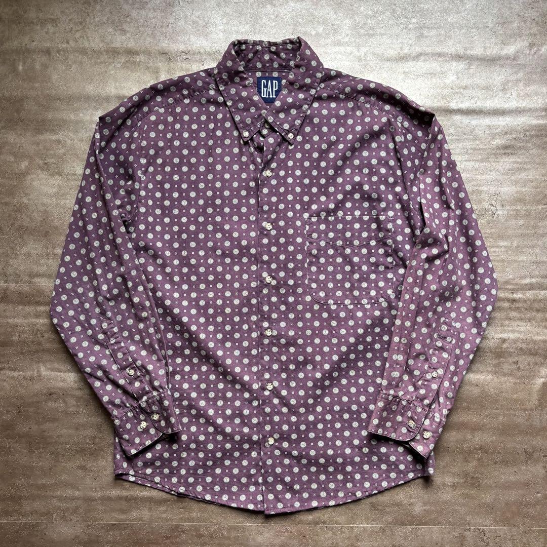 90年代 GAP コットン ボタンダウン シャツ 小紋柄