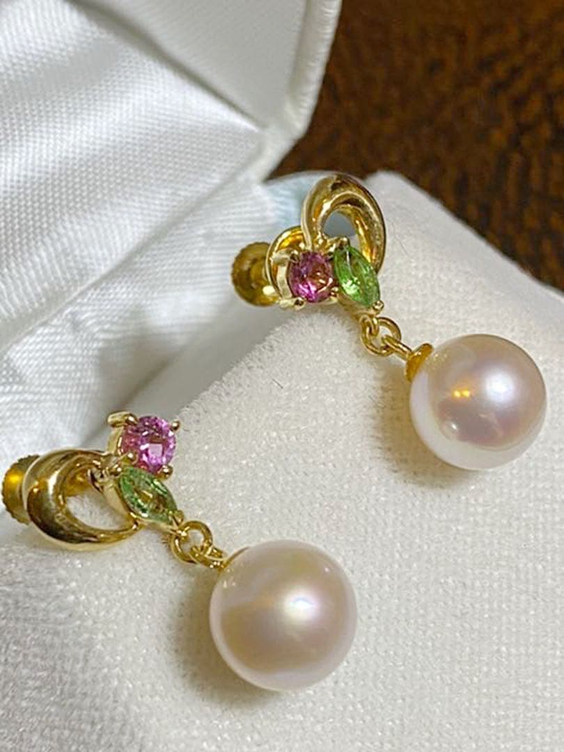 美品⭐️ K18 アコヤ真珠 8mm大珠⭐️ パール 日本製 イヤリング