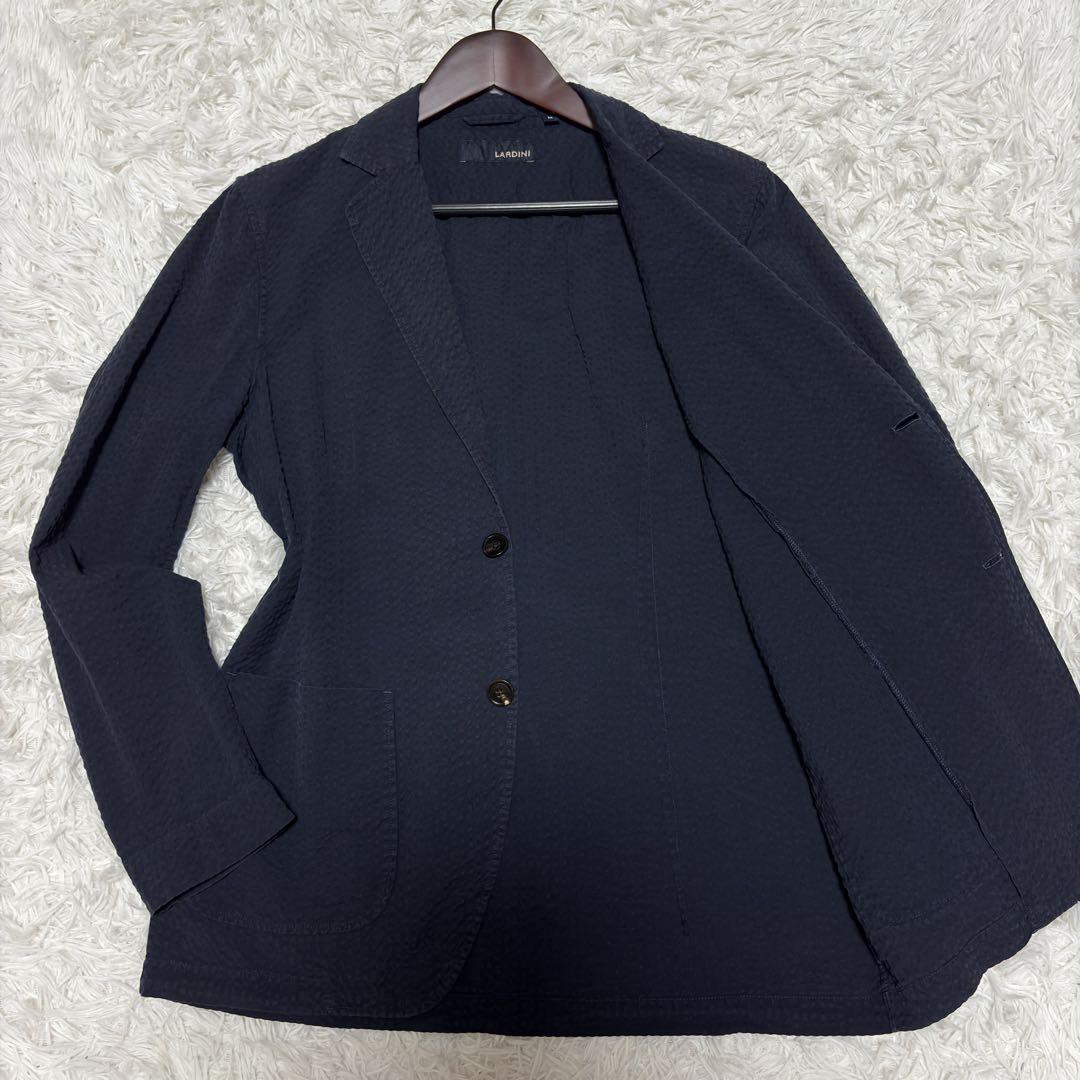 ラルディーニ シアサッカー ジャケット M 紺 2B ネイビー 紳士服