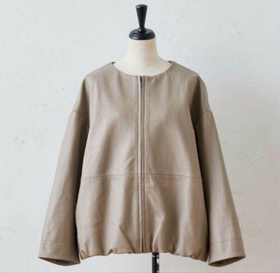 【未使用品】 BEARDSLEYビアズリーレザージャケット ラムレザーブルゾンS BEARDSLEY（ビアズリー）の「レザージャケット（ノーカラー