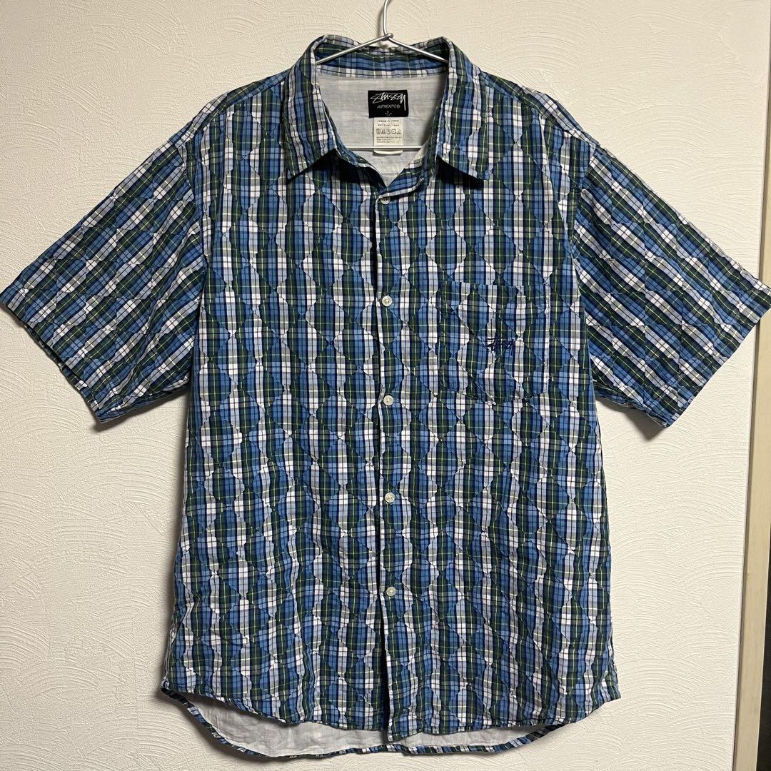 00's Stussy 半袖チェックシャツ Lサイズ