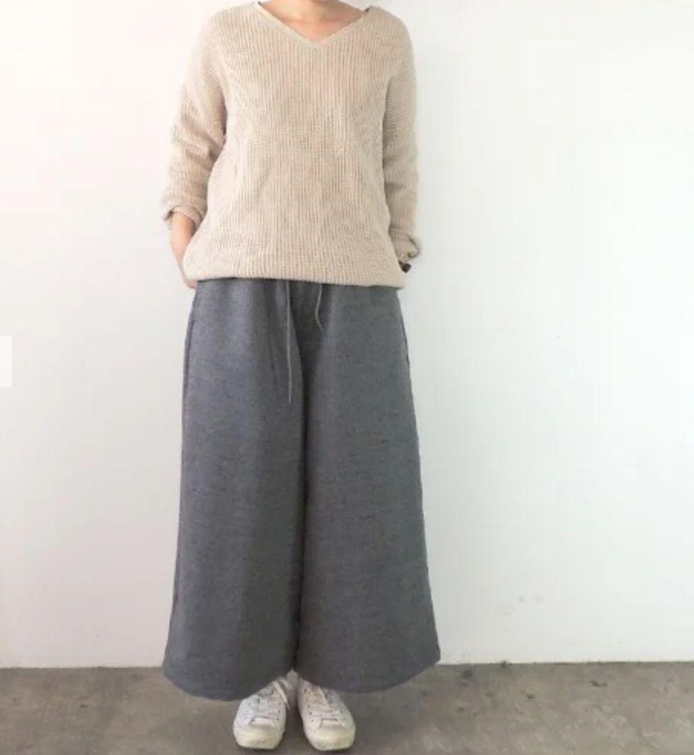NAPRON ナプロン ワイドシルエットもんぺ グレー ワイドパンツ