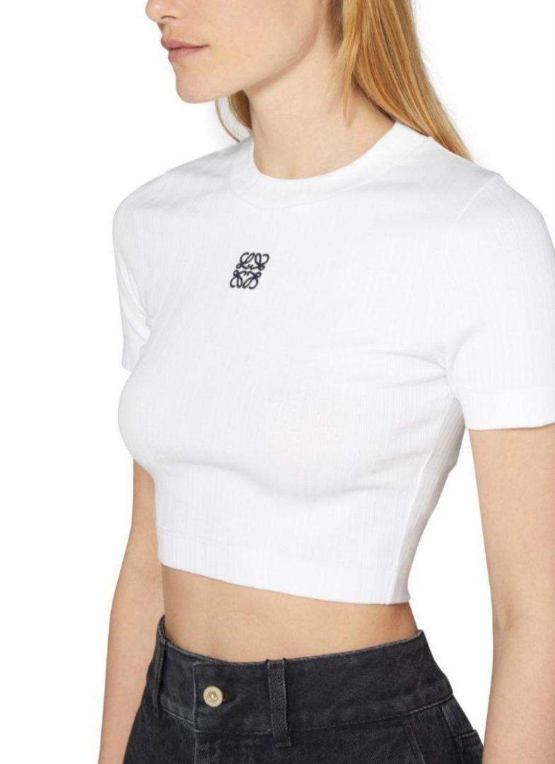 LOEWE/ロエベ/アナグラムクロップドTシャツ/トップス/新品/白/刺繍ロゴ LOEWE/ロエベ/アナグラムクロップドTシャツ/トップス/新品/白