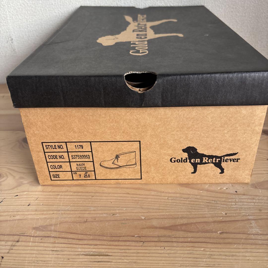新品　ゴールデンレトリバー　デザート ブーツ 紺色 本革