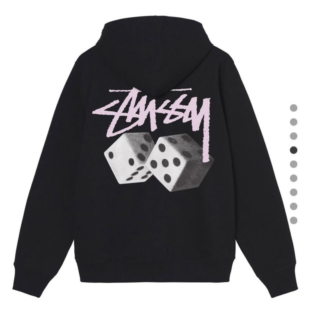 【新品】stussy スウェットパーカー　サイズL ブラック　サイコロ