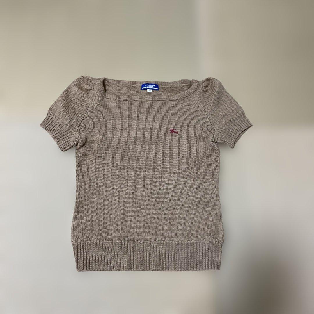 値下げ！美品！BurberryBlueLabel 半袖ロゴニット パフスリーブ
