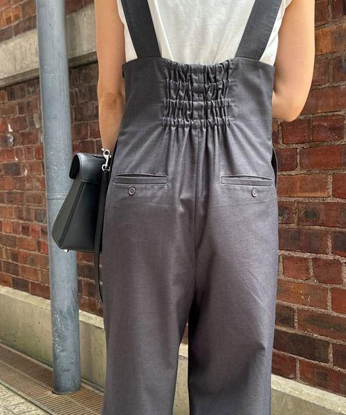 【新品】ISOOK ベルトデザインサロペットパンツ 　　FREE グレー