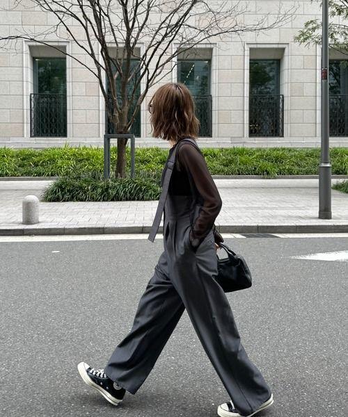 【新品】ISOOK ベルトデザインサロペットパンツ 　　FREE グレー