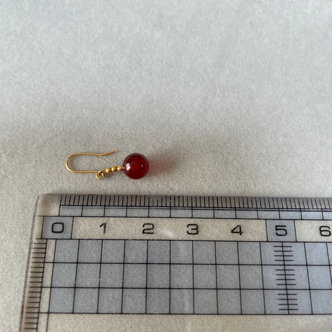ガーネットピアス K18 片耳用 フックピアス ガーネットピアス K18 片耳用 フックピアス