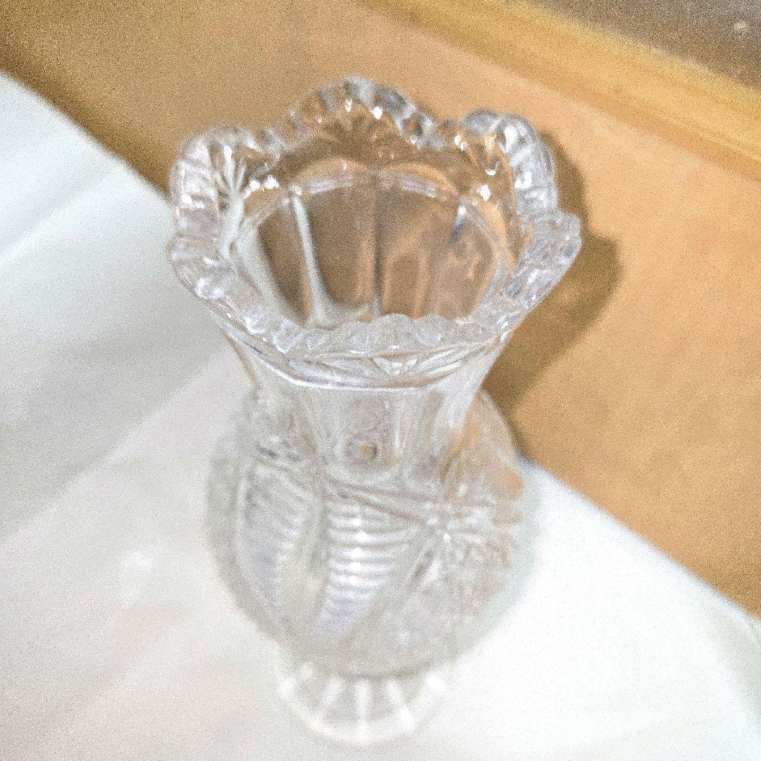 クリスタル 花瓶 一輪挿し カットガラス レトロ - メルカリ