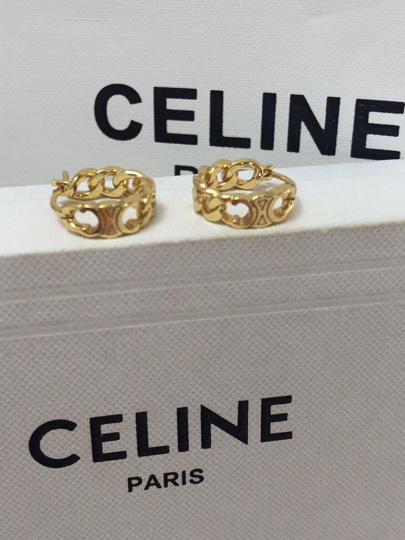 セリーヌ トリオンフ グルメット フープ ピアス 金色 Celine